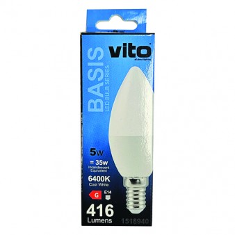 ΛΑΜΠΑ LED BASIS ΚΕΡΙ C37 E14 5W 416Lm 6400K VITO